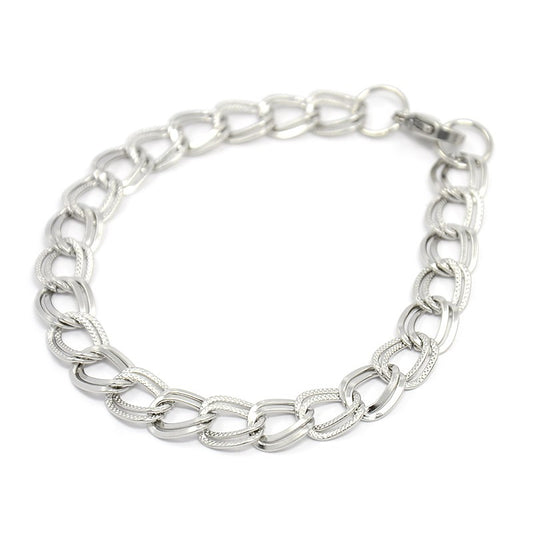 Fashionable 304 Stainless Steel Cuban Link Chain Bracelets, with Lobster Claw Clasps,