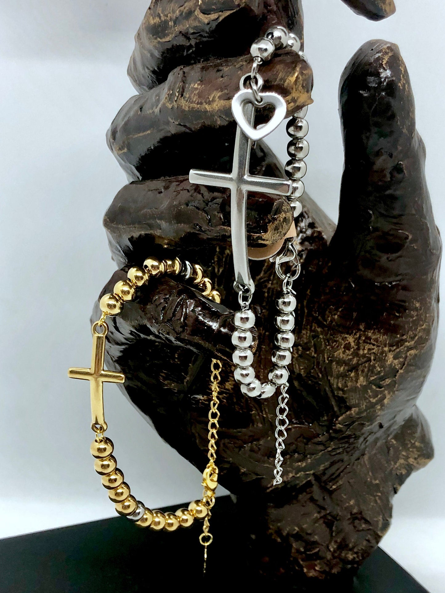 Stainless Steel Cross Bracelet Gold and silver