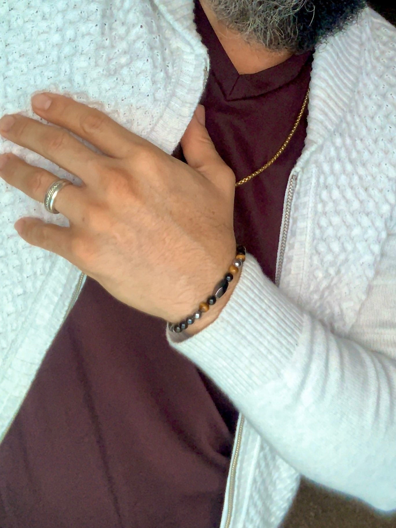 Mens - Womens bracelet - Magnetic Hematite - Tiger Eye - Agate - Mens Fashion