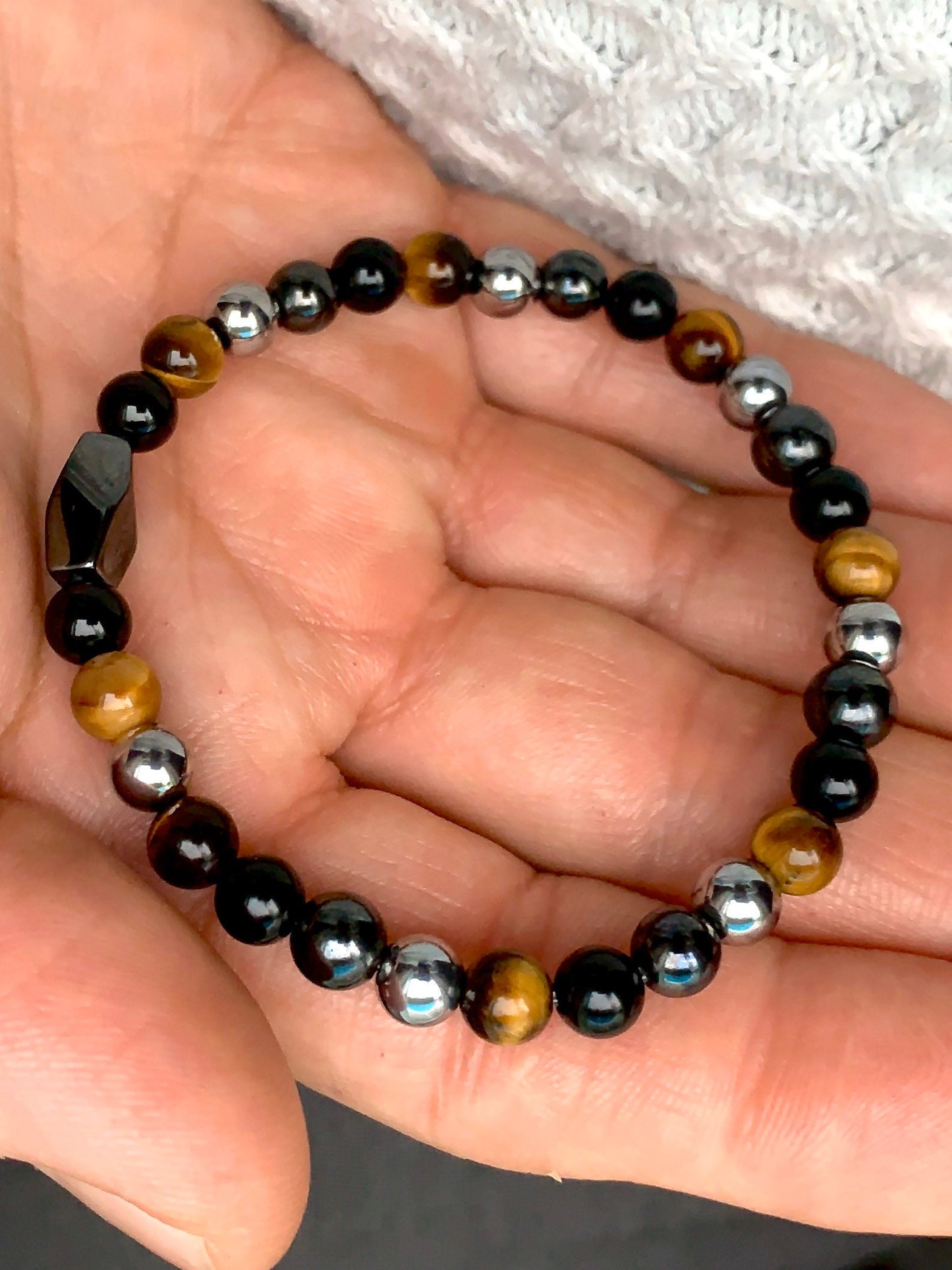 Mens - Womens bracelet - Magnetic Hematite - Tiger Eye - Agate - Mens Fashion