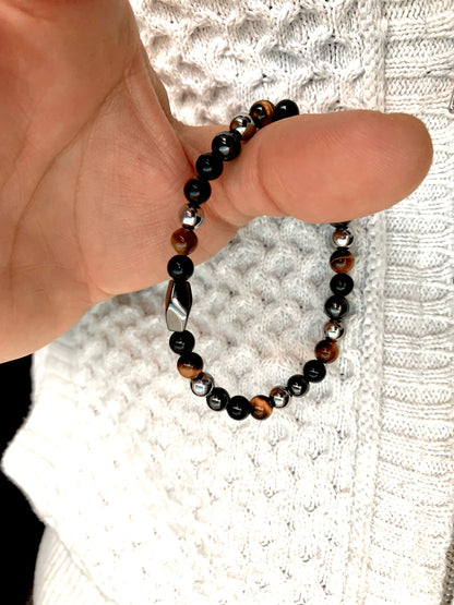 Mens - Womens bracelet - Magnetic Hematite - Tiger Eye - Agate - Mens Fashion