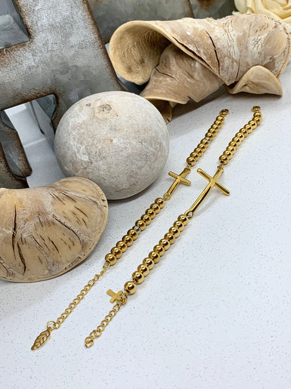 Stainless Steel Cross Bracelet Gold and silver