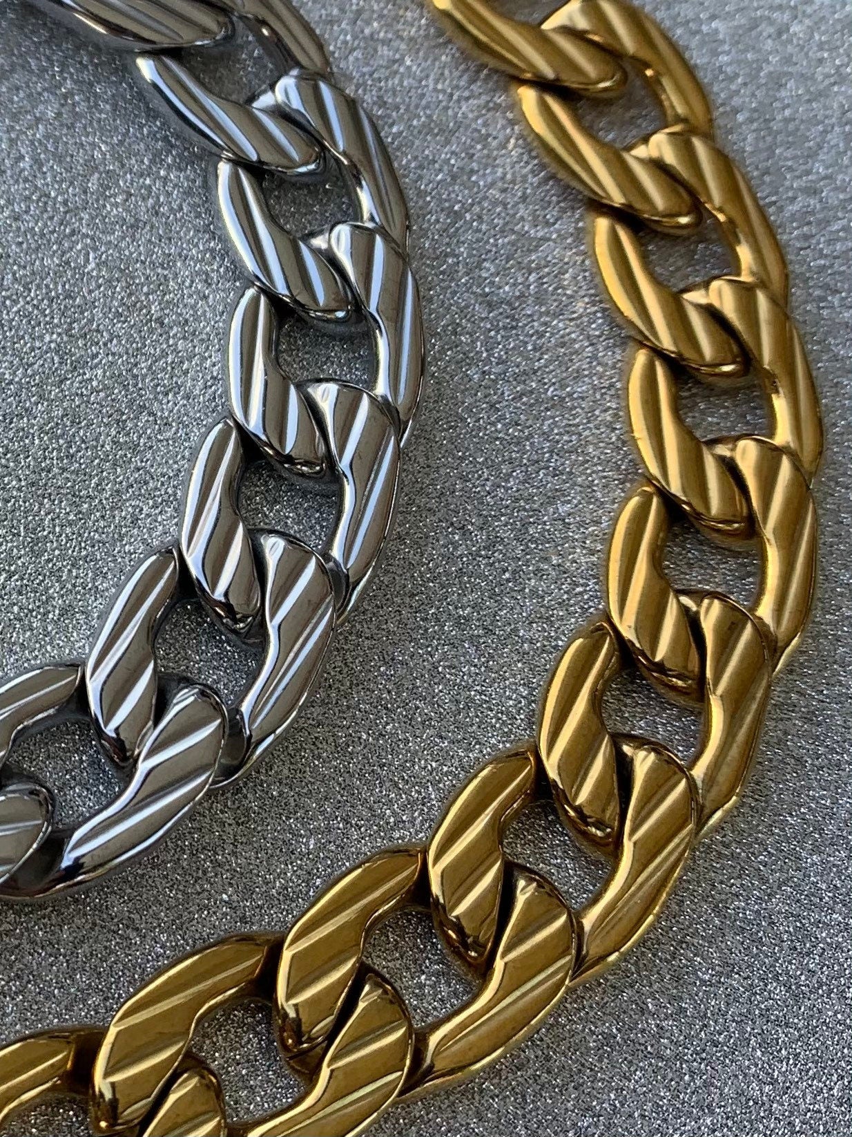 Vacuum plated gold - Men's Bracelets - stainless steel - Gold Plated - Silver Mens gift