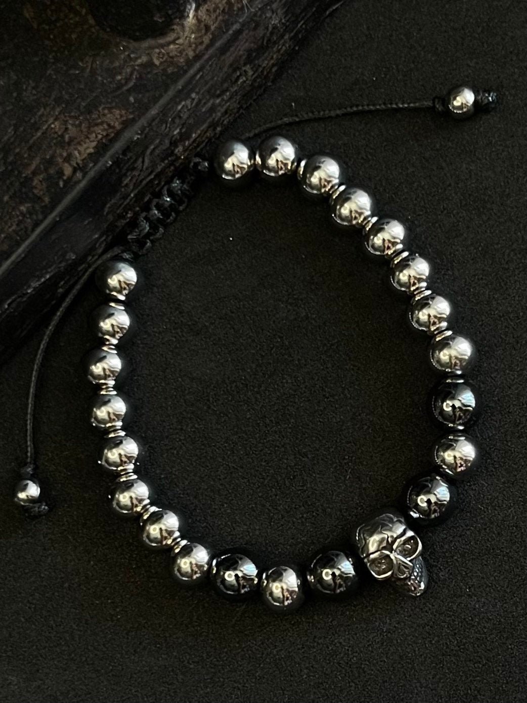 Unisex bracelet, stainless steel beads - Cross, Skull and hematite beats men’s women holiday gift